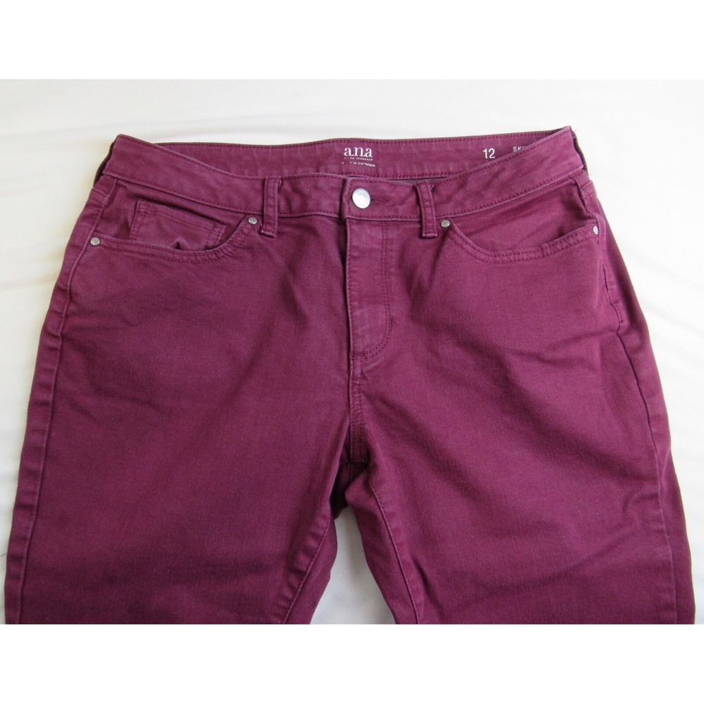 ANA Jeans A New Approach Burgundy Skinny Ankle Women's Size 12 - Picture 3 of 6